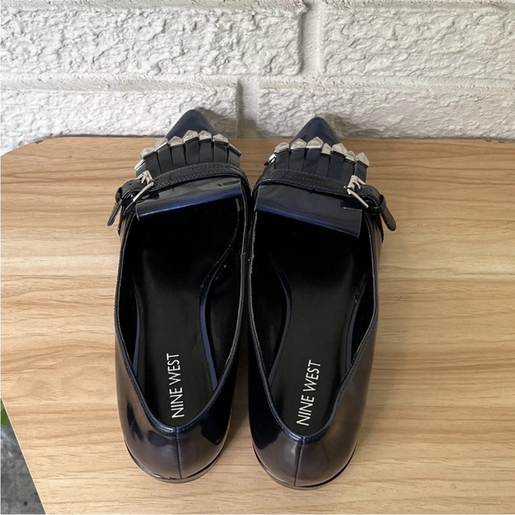 NINE WEST Pointed Tassel Flats Shoes Women's 7 Toe Loafers Blue Patent Leather - Picture 12 of 15